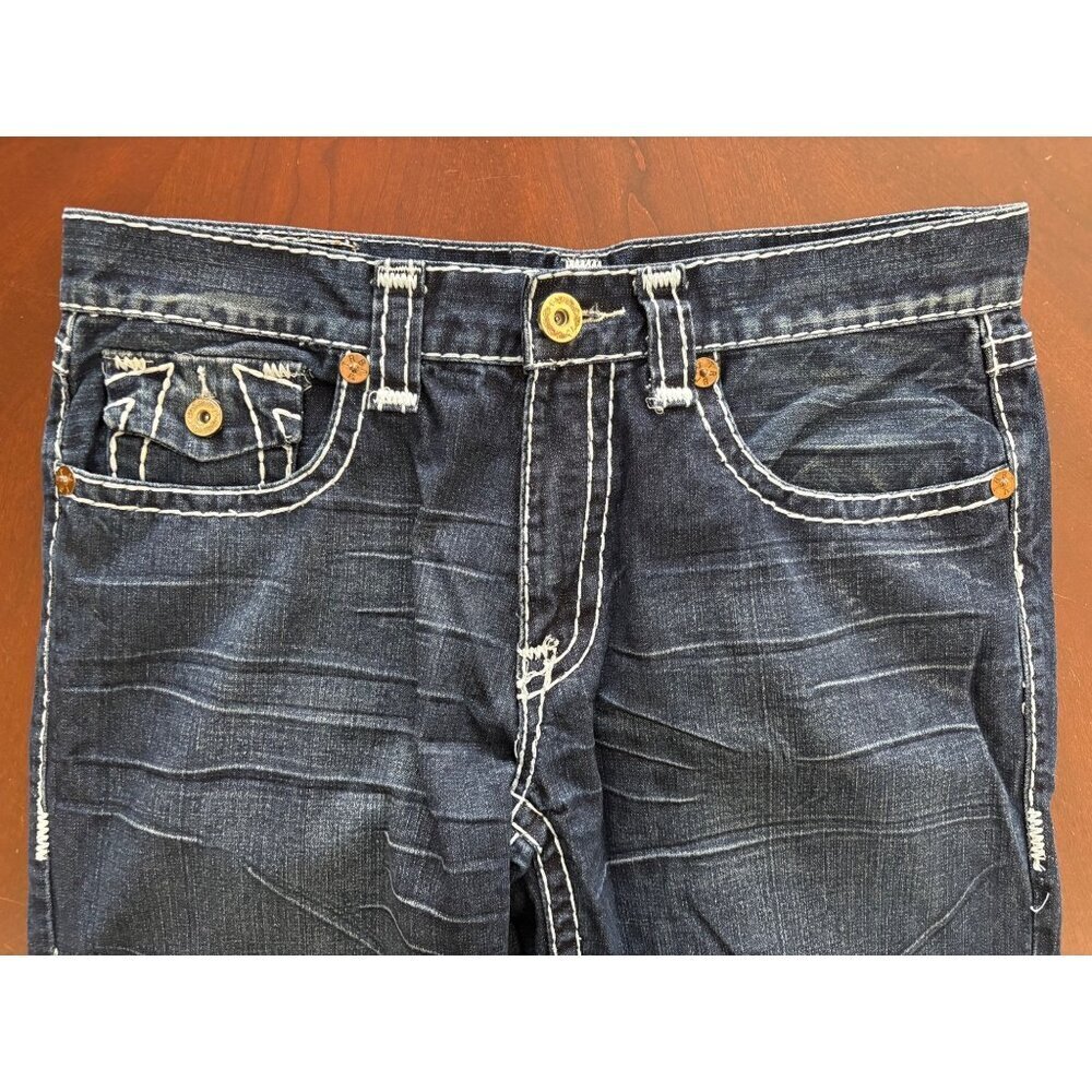 True Religion Y2K Super T World Tour Big Horseshoe Flap Jeans Dark Wash 36 x 33 - Picture 6 of 15